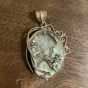 Sterling Silver and Mother of Pearl Cameo Pendant